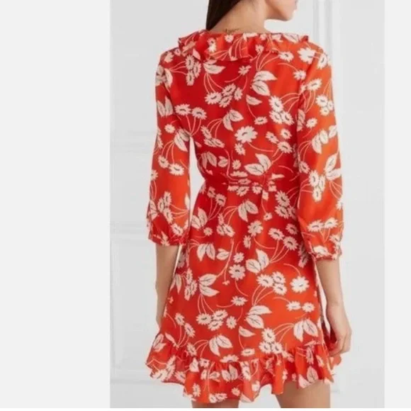 RIXO London Abigail Floral Print Silk Crepe De Chine Mini Wrap Dress - Picture 2 of 3